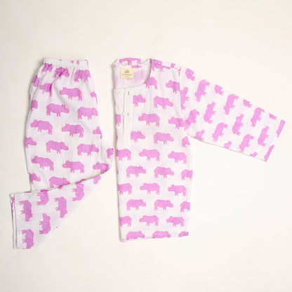Purple Chitwan Rhino Kurta Pyjama