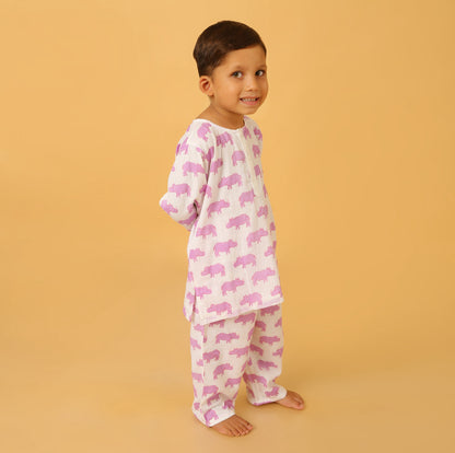 Purple Chitwan Rhino Kurta Pyjama