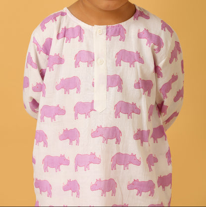 Purple Chitwan Rhino Kurta Pyjama