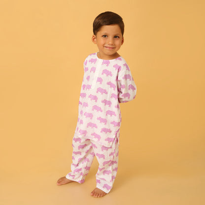 Purple Chitwan Rhino Kurta Pyjama