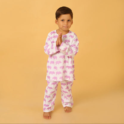Purple Chitwan Rhino Kurta Pyjama