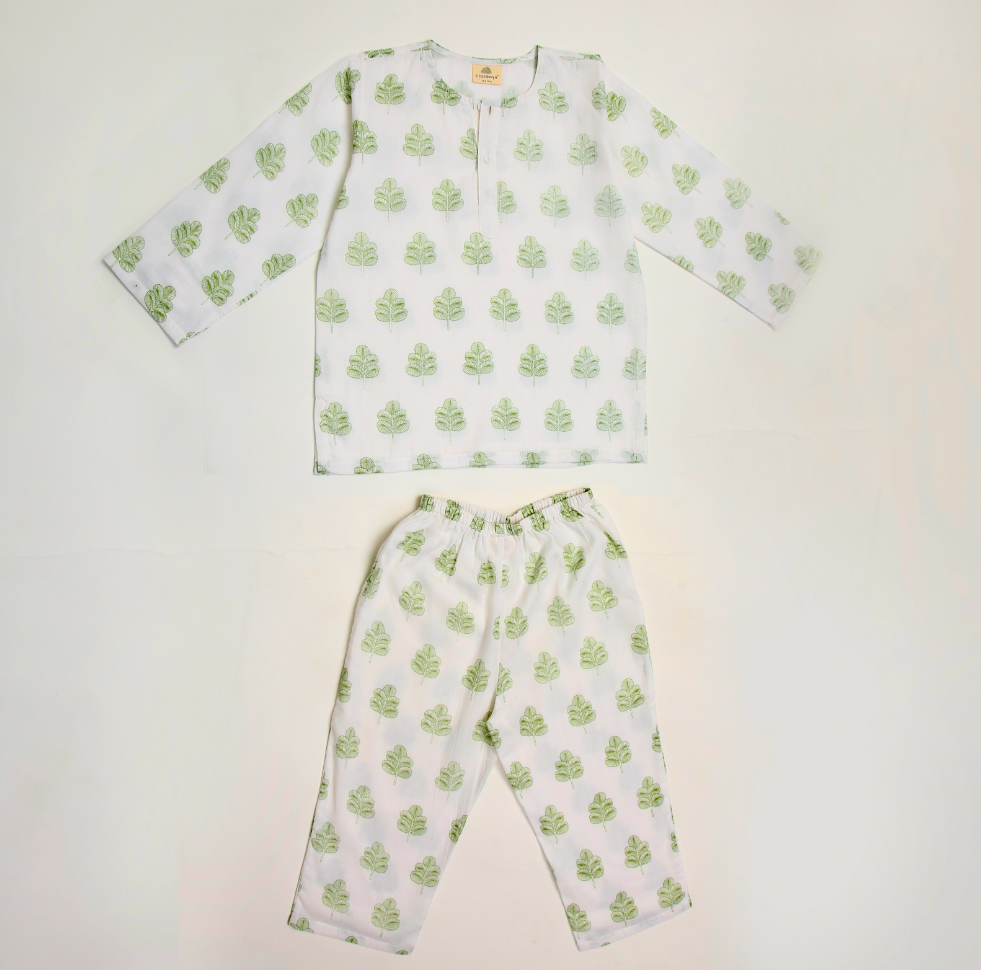 Himalaya Indigo Leaf Kurta Pyjama
